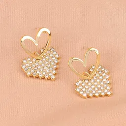 VAGHBHATT Gold-Plated Artificial Stones Studded Heart Shaped Drop Earrings image 4