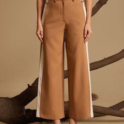 Kazo Women Colourblocked Tapered Fit High-Rise Trousers-image-52