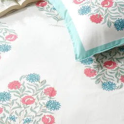 Rajasthan Decor White & Pink Floral 210 TC Cotton Super King Bedsheet Set 2.50 m x 2.70 m-picture-36