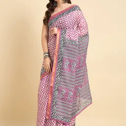 Anouk Rustic Chevron Printed Zari Border Saree image 3