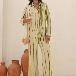 Flabae Yamina Shibori Tie & Dye Long Sleeves Shirt With Trouser-image-6