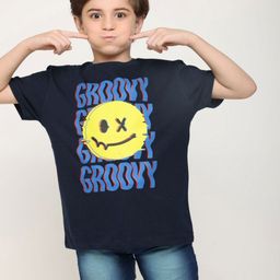 Wakai Boys Typography Printed Organic Cotton Applique T-shirt-image-72