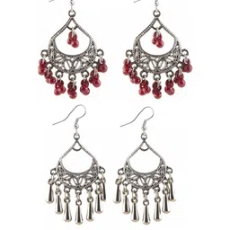Creative Frogs Set Of 2 Silver Toned Oxidized Drop Earrings-15