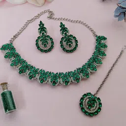 VATSALYA creation Rhodium-Plated Artificial Stones Alloy Jewellery Set-image-81