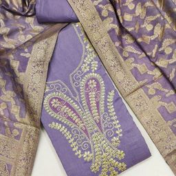 Panzora Paisley Embroidered Zari Unstitched Dress Material-picture-4