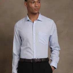 Turtle Men Standard Slim Fit Textured Spread Collar Cotton Formal Shirt-picture-12