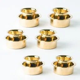 Brass Hammered Coffee Cup Dabara Set for Traditional Filter Coffee and Tea (Set of 6)-picture-8