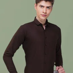 BASE 41 Men Slim Fit Spread Collar Solid Formal Shirt-image-41