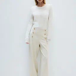 H&M Button-Front Twill Trousers-picture-3
