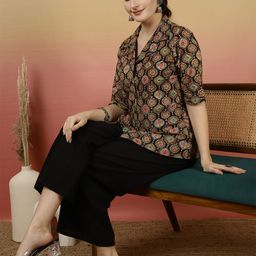 NISHABD Geometric Print Block Print Cotton Top image 3