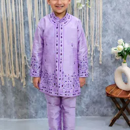 BownBee Boys Embroidered Sherwani Set-36