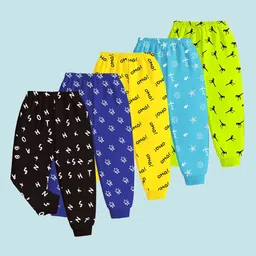 KUCHIPOO Boys Pack Of 5 Printed Mid-Rise Joggers-image-101