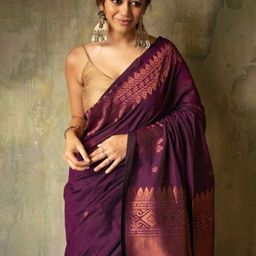 ZIBLON Woven Design Zari Silk Blend Kanjeevaram Saree-55