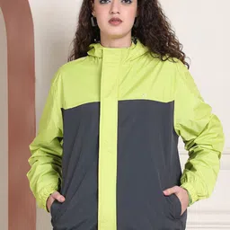 HOUSE OF VEDAS Color Blocked Waterproof Hooded Rain Jacket-image-76