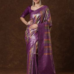 Saree mall Floral Zari Silk Blend Kanjeevaram Sarees-picture-33