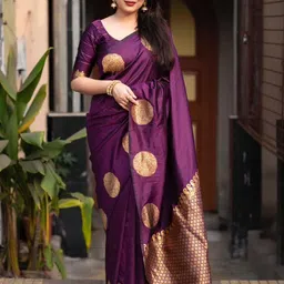 Sita Violet Silk Blend Woven Design Sarees-picture-27