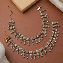 ANIKAS CREATION Gold-Plated Kundan Anklet-image-61