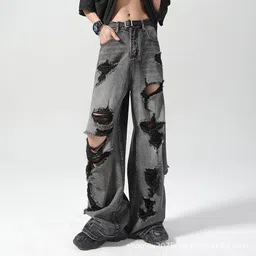 StyleCast Men Relaxed Fit Highly Distressed Light Fade Cotton Jeans-image-84