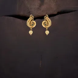 South Temple Jewellery Gold-Plated Stones And Beaded Antique Drop Earrings-29