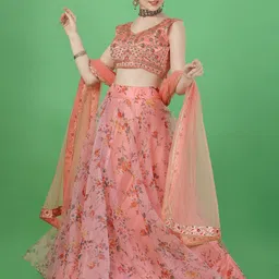 BAESD Printed Semi-Stitched Lehenga & Unstitched Blouse With Dupatta image 2