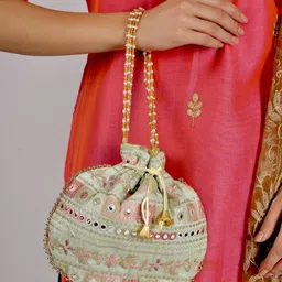 Anouk Embroidered Embellished Potli Clutch-27