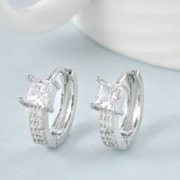 MEMOIR Silver-Plated Contemporary Hoop Earrings-image-83