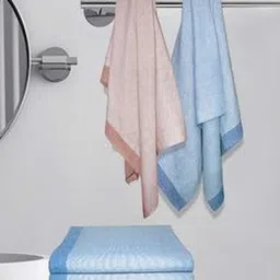 Myntra Elegant Homes Blue & Brown 5 Striped Cotton 150 GSM Bath Towel-image-92