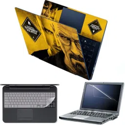 Anweshas 4 in 1 Combo Pack with Laptop Skin Sticker Decal, Palmrest Skin, Screen Protector, Key Guard for 15.6 Inch Laptop - Extremely Volatile Combo Set-16