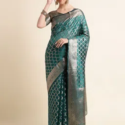 Melok Woven Design Zari Organza Banarasi Saree-26