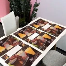 REVEXO Brown & Grey 12 Pieces Printed Table Placemats & Coasters-30