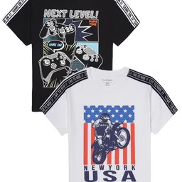 PLUM TREE Boys Graphic Printed Round Neck Cotton T-shirts-image-79
