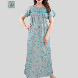 Fabme Women Pack of 2 Printed Pure Cotton Maxi Nightdress-image-46