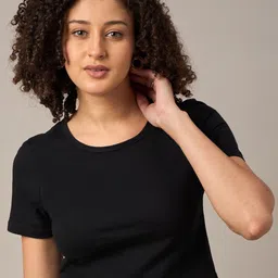 R.Code by The Roadster Lifestyle Co. Women Solid Round Neck Cotton T-shirt-image-21