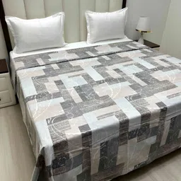 Pure Decor Blue & Brown Printed Pure Cotton 260 TC King Size Duvet Cover-picture-43