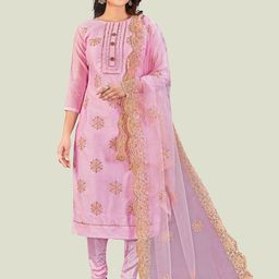 HERE&NOW Floral Embroidered Unstitched Dress Material-picture-16