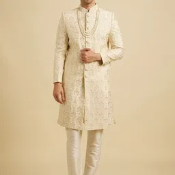 Manyavar Men Mirror Work Embroidered Sherwani Set-image-18