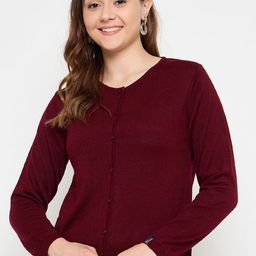 CREATIVE LINE Women Round Neck Woollen Cardigan-image-90