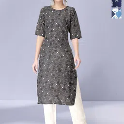 HERE&NOW Women Geometric Printed Regular Straight Kurtas-16