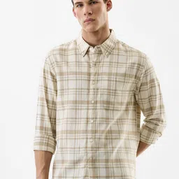 Snitch Checked Cotton Linen Casual Shirt-image-5