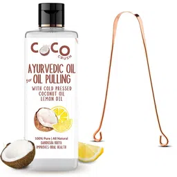 Coco Crush Ayurvedic Coconut Oil & Lemon For Oil Pulling With Copper Tongue Cleaner-100ml-91