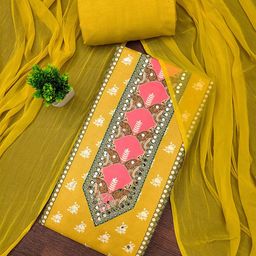 MANVAA Floral Printed Mirror Work Unstitched Dress Material-picture-39