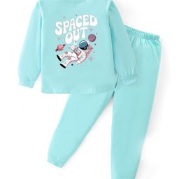 BLUSHES Kids Graphic Printed Round Neck Pure Cotton T-shirt With Joggers-image-35