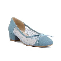 London Rag Embellished Block Heel Pumps with Bows-15