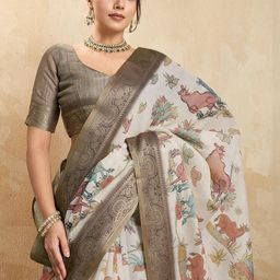 Anjor Floral Zari Silk Blend Kanjeevaram Saree-image-57