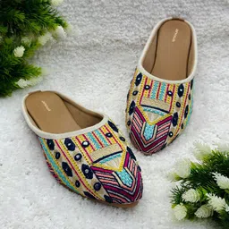 Anouk Women Embellished Round Toe Mules Flats-image-4