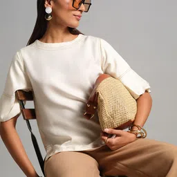 AND Women High Low Round Neck Flared Sleeve Top-picture-1