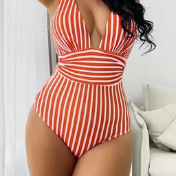 DressBerry Striped Shoulder Straps Bodysuit-picture-4