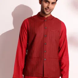 Fabindia Striped Woven Nehru Jackets-picture-24