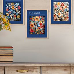 Kotart Brown, Blue & Green 3 Pieces Floral And Botanical Wooden Wall Arts-picture-41