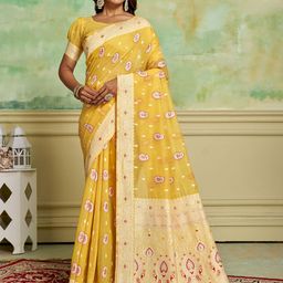 KAYOMMI Ethnic Motifs Zari Pure Cotton Baluchari Saree-image-22